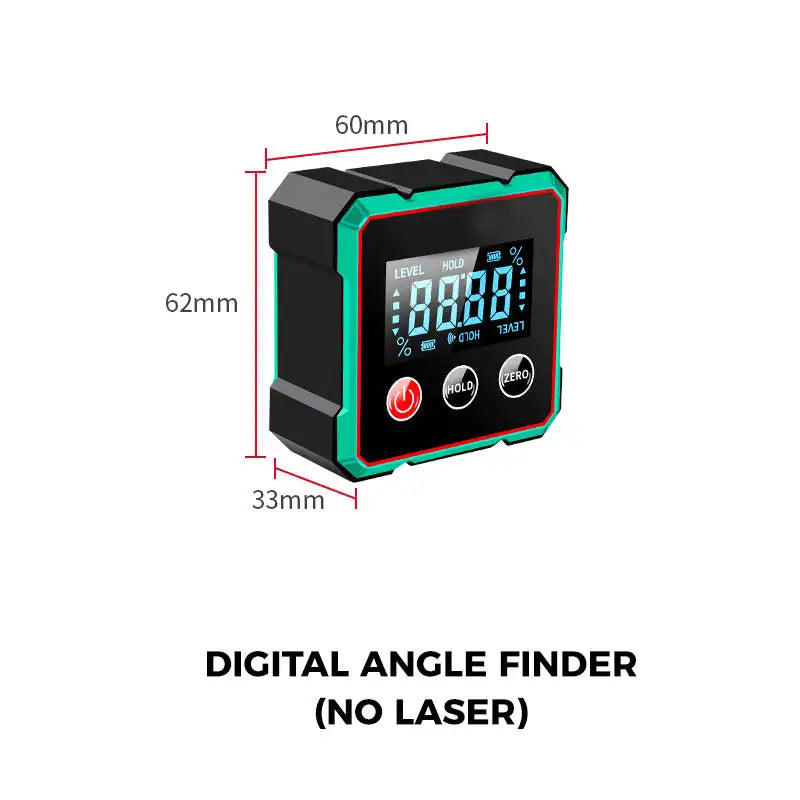 Laser Hoekmeter & Inclinometer – Digitaal, Magnetisch & Oplaadbaar – 2-in-1 Waterpas & Hoekzoeker