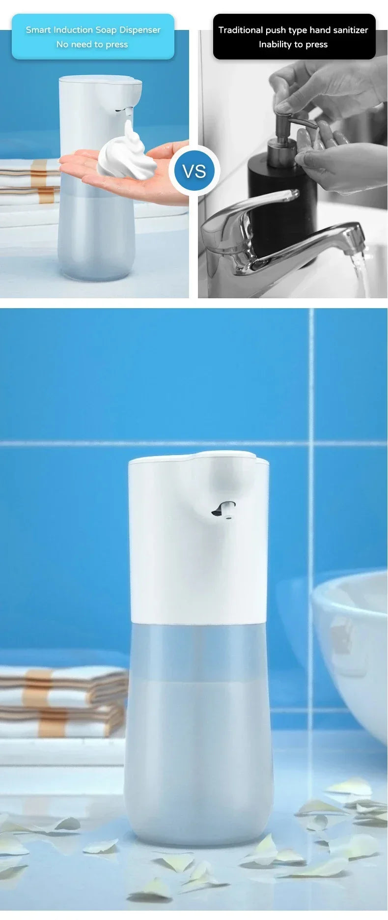 Smart Automatic Soap Foam Dispenser – Contactloze Sensor + USB Opladen, 350ml